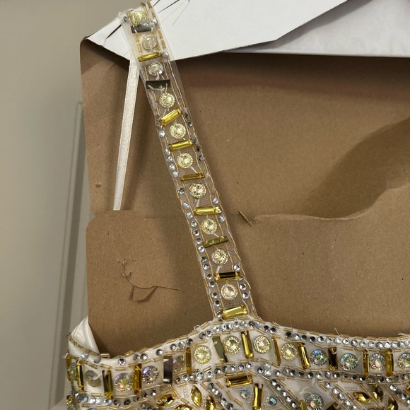 Sydney's Closet Gold and White Prom Dress - Picture 3 of 4